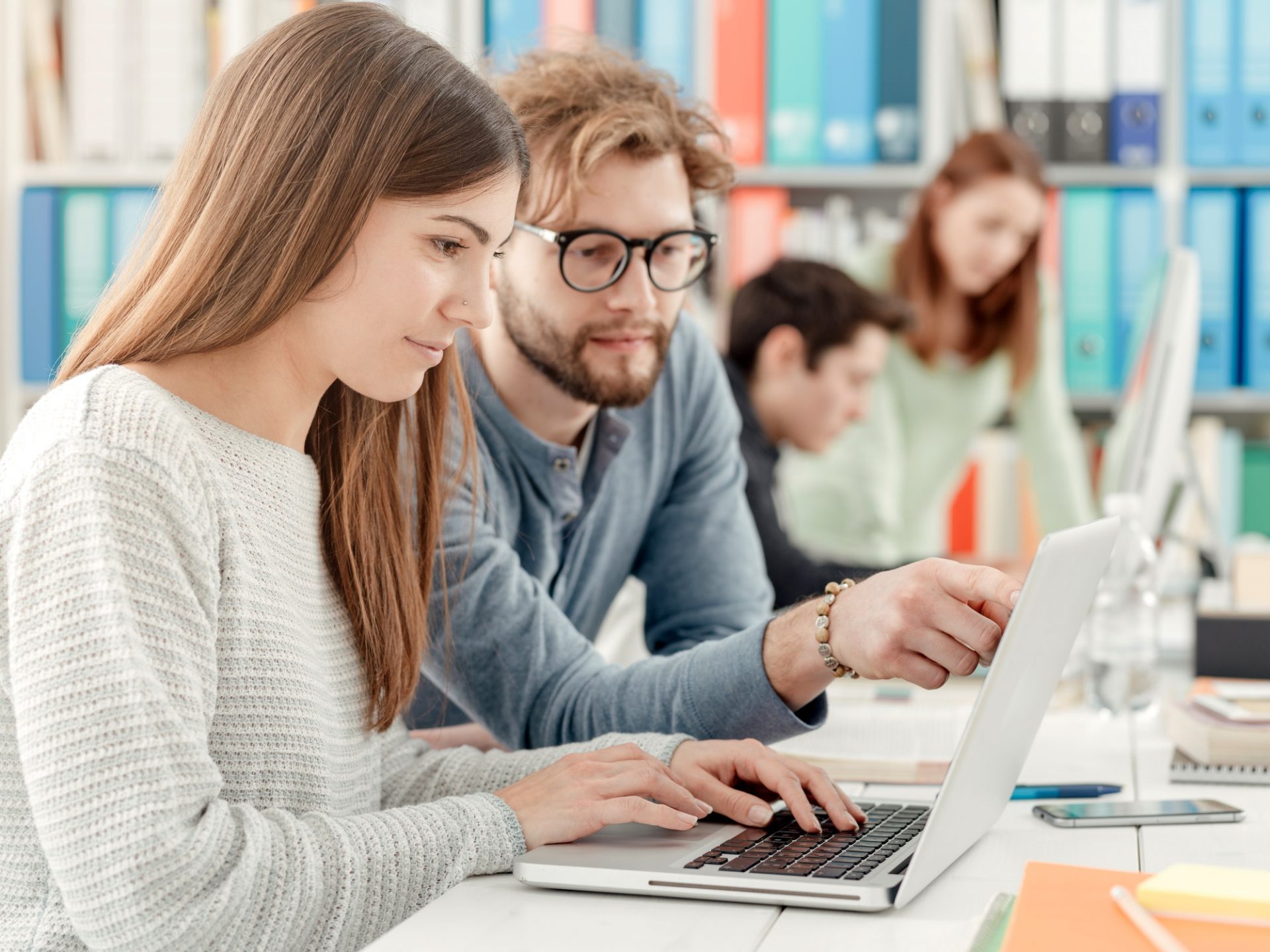 University students studying together
